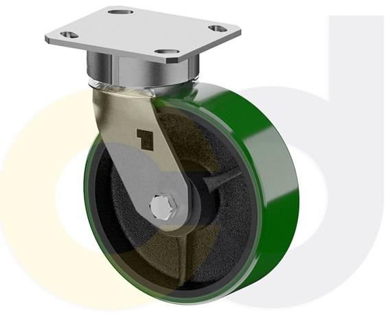ZINC PLATED CASTERS - POLY ON CAST IRON WHEELS