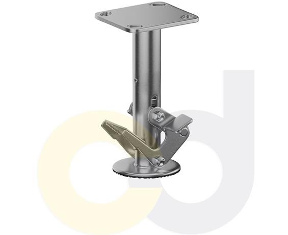CASTERDEPOT FLOOR LOCKS - TOP PLATE 4 X 4.5 - STAINLESS STEEL PEDAL STYLE