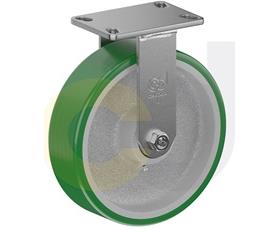 ZINC PLATED KINGPINLESS CASTER- POLY ON CAST IRON WHEELS