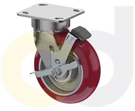 ZINC PLATED CASTERS - POLY ON ALUMINUM WHEELS