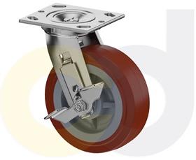 ZINC PLATED CASTERS - THERMO-URETHANE WHEELS