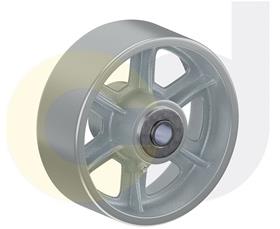 ZINC PLATED KINGPINLESS CASTERS- CAST IRON WHEELS