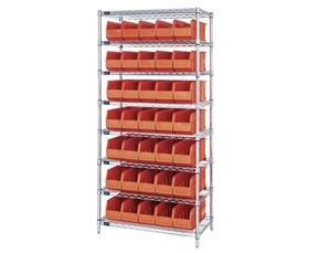 WIRE SHELVING SYSTEMS WITH STACKABLE SHELF BINS