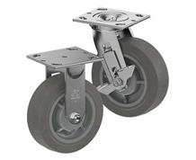 CASTERDEPOT TOP PLATE CASTERS - THERMO-RUBBER WHEEL - CAPACITIES UP TO 600 LBS.
