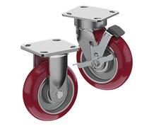 CASTERDEPOT ERGONOMIC, TOP PLATE CASTERS - POLY ON ALUMINUM WHEEL - CAPACITIES UP TO 1500 LBS.